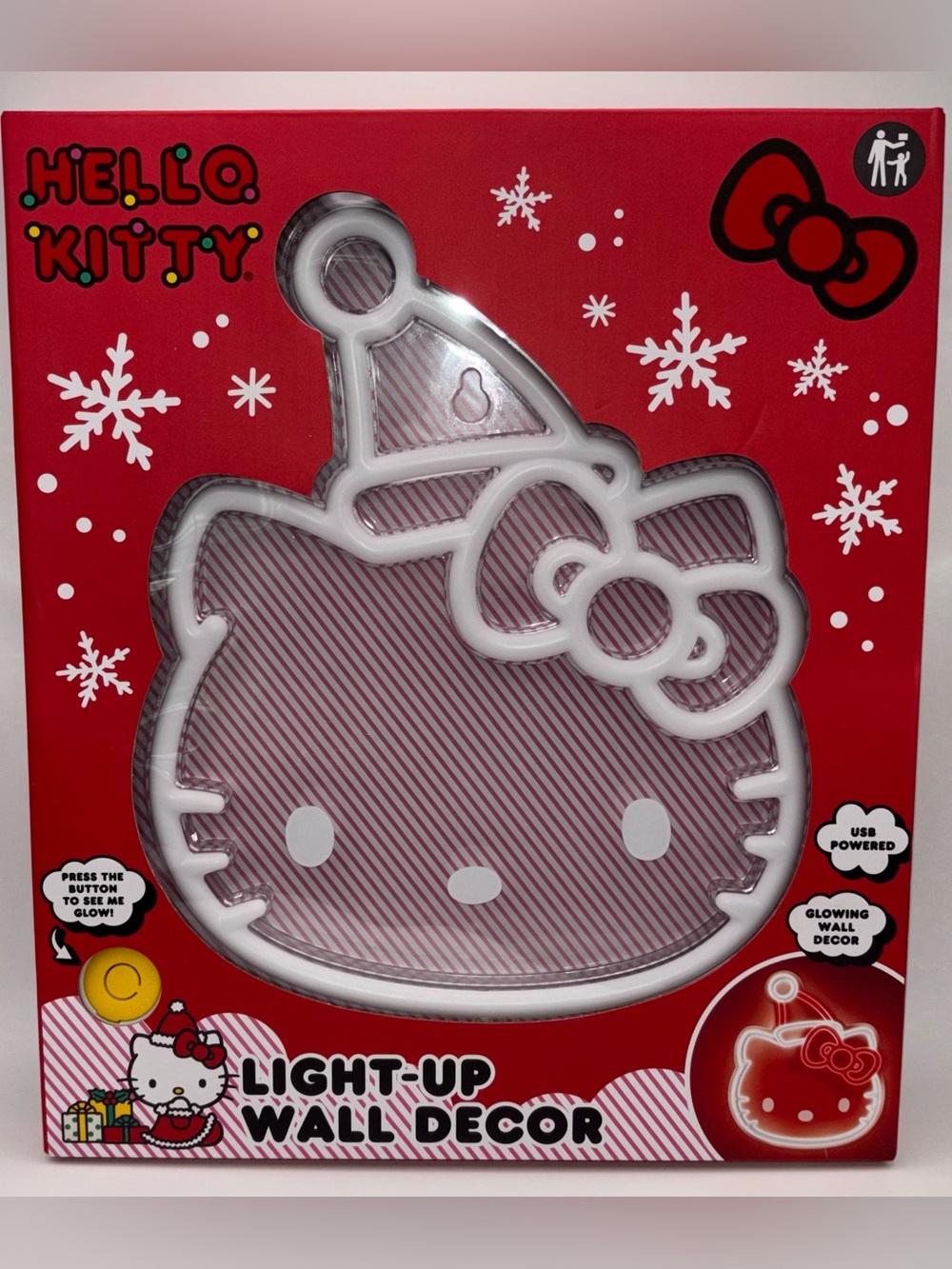 Hello Kitty Christmas Santa Hat Light Up Wall Decor NIB